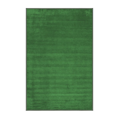 Tapis de couleur unie en laine et polyester tissé à la machine en vert