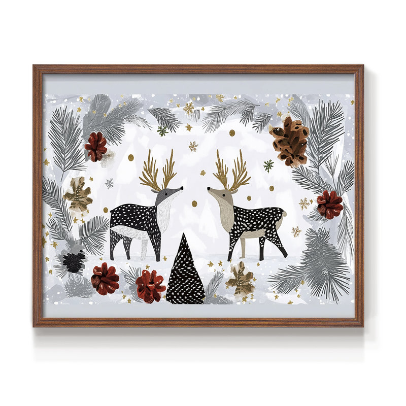 Chirstmas Art-CCLVI -Framed Print - Restickable, H 8 po x l 10 po, Noyer