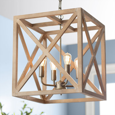 Sabrina Metal and Wood Cage Chandelier