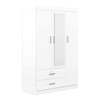 3-Door Mirror Wardrobe With Shelves