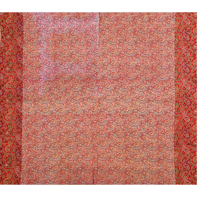 Antique Quilt Wool Coral / Salmon Pink Needlework Rug