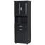 Grande armoire de salle de bain avec panier à linge, grand panier à linge inclinable et armoire de rangement supérieure-1206685444