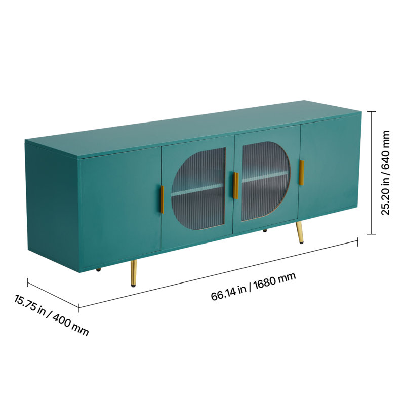 Meuble télé pour téléviseur de 75 po ou moins avec meuble télé moderne et portes en verre