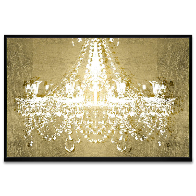 Dramatic Entrance Gold Glam Chandelier - Impression sur toile, H 16 po x l 24 po