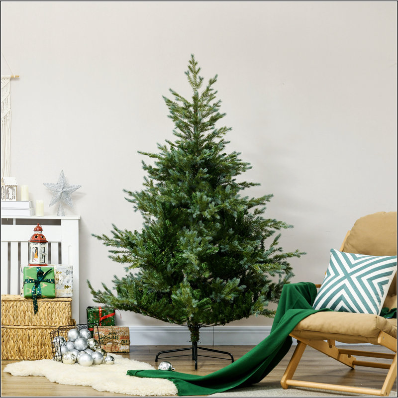 Arbre de Noël artificiel avec 795 branches, ouverture automatique, base en acier, forme large, branches faciles à façonner