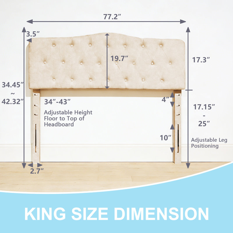 Tête de lit capitonnée Modern, King, Beige