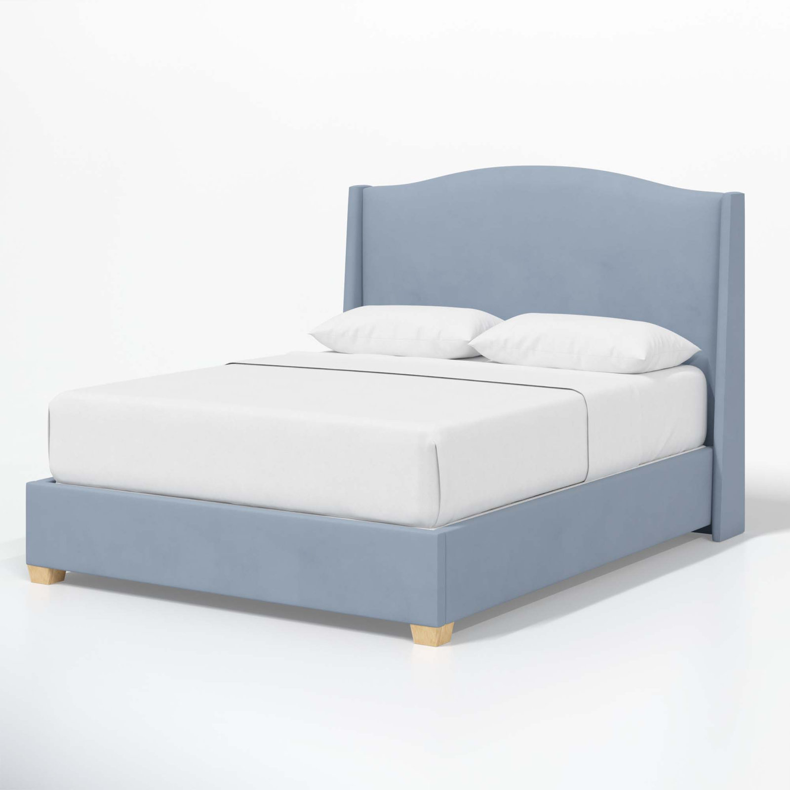 Allis Upholstered Wingback Bed, Twin, Bella Light Gray Performance Velvet