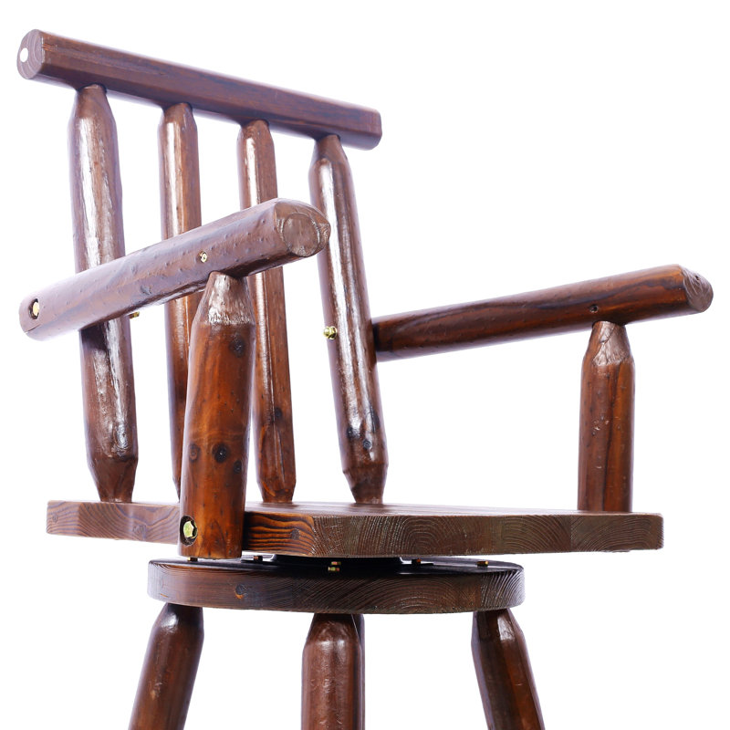 Tabouret de bar - Fabrication en bois de sapin, chaise avec repose-pieds, accoudoir large, tabouret de cuisine rustique, chaise bistro haute