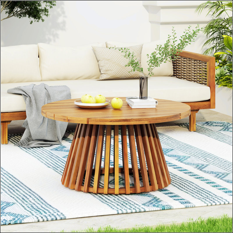 Table basse d'extérieur en bois d'acacia
