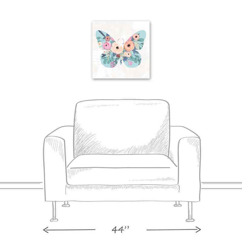 Art sur toile papillon floral Clooney, H 16 po x l 16 po x P 1,25 po