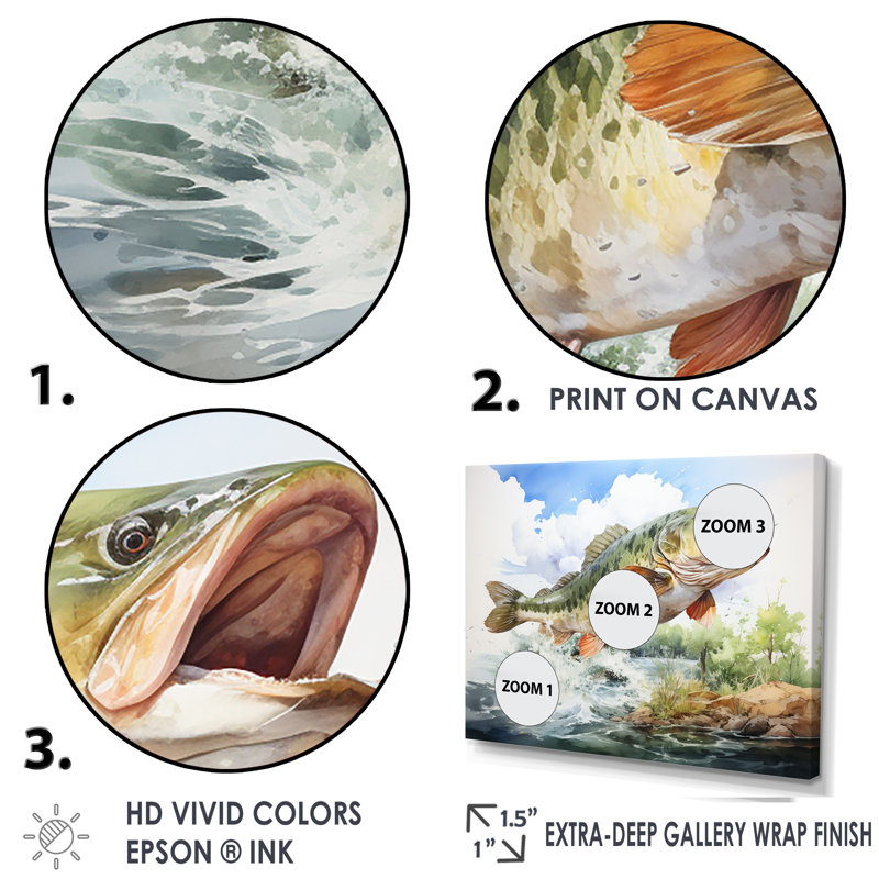 " Fishing Dreams II ", 34" H x 44" W x 1.5" D, White Floater Framed