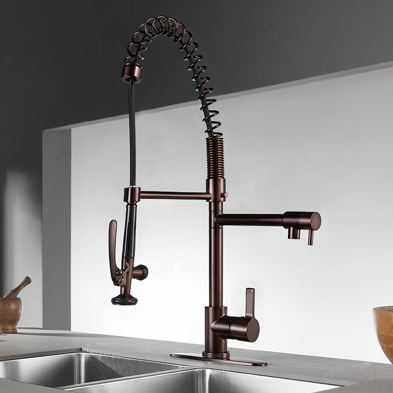 Kingston Brass Continental Single-Handle 1-Hole Deck Mount Pre-Rinse Kitchen Faucet, Oil Rubbed Bronze