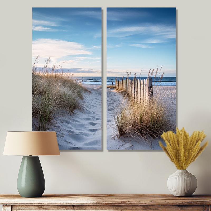 Path To The Beach II - Beige, reproduction d'art sur toile, H 40 po x l 40 po, Toile tendue, Ne s’applique pas