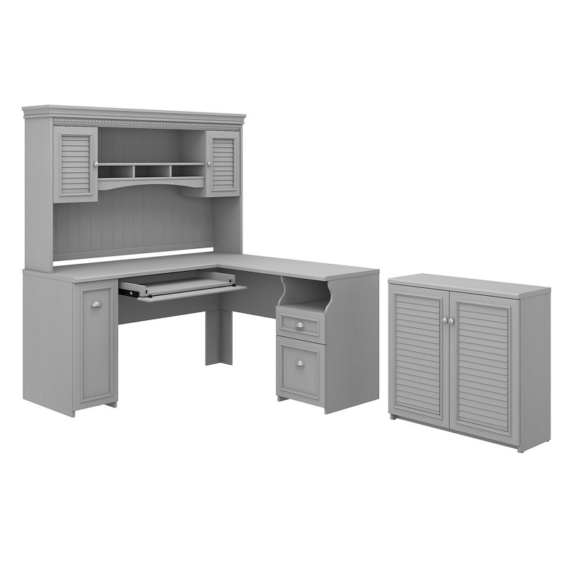 Huckins 4 Piece Computer Desk Office Set, Cape Cod Gray