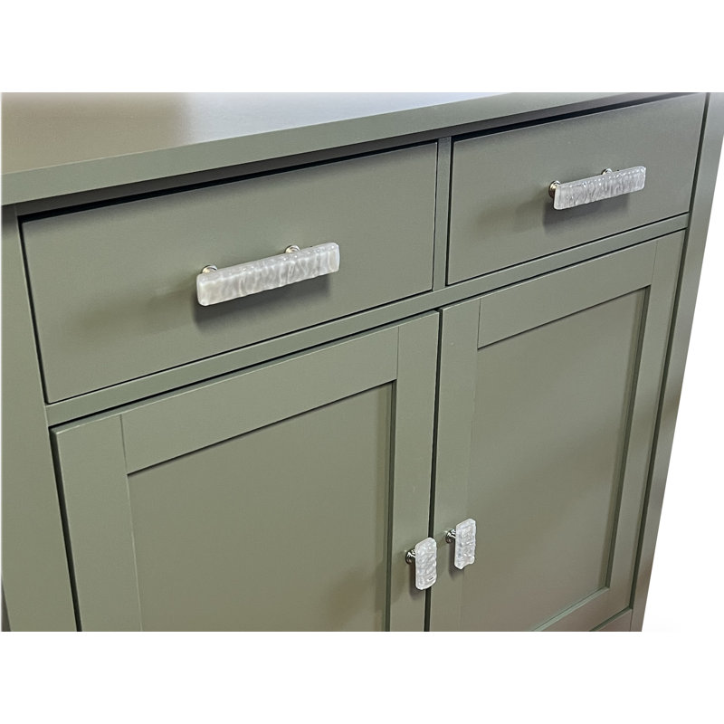 Glacier 2" Skinny Blue-Grey Long Glass Cabinet Hardware Knob, Oil Rubbed Bronze, Blue Gray