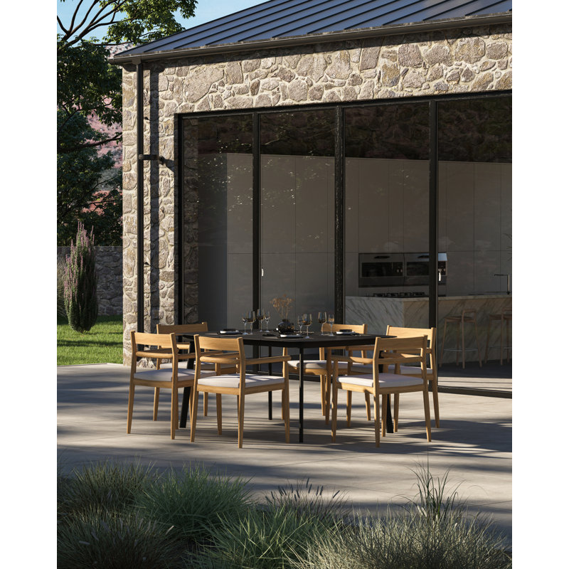 Teak Patio Dining Armchair with Cushion