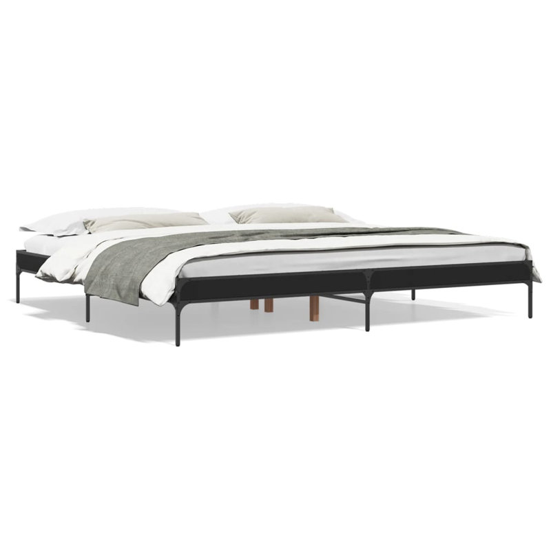 Vidaxl Bed Frame Engineered Wood And Metal, Black, 120 x 200cm
