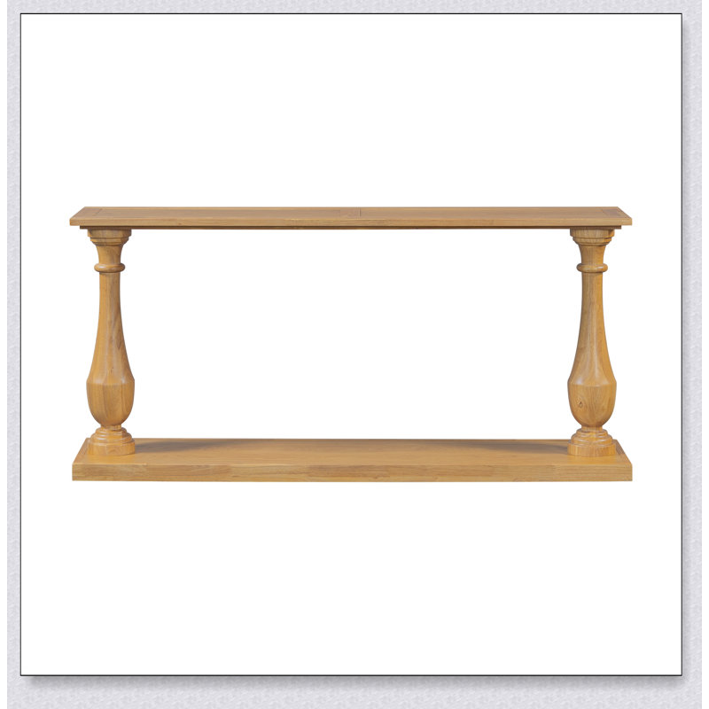 Console de canapé rétro avec placage de pin luxueux et pieds de vase élégants pour divers espaces, Naturel
