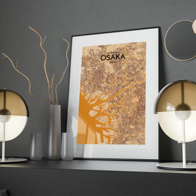 Osaka City Map In Vintage - No Frame Print