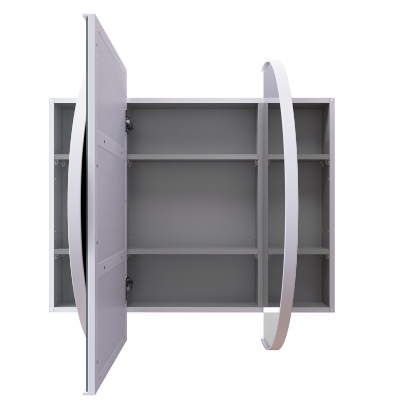 Recessed Framed 2 of Doors Medicine Cabinet with Adjustable Shelves, White