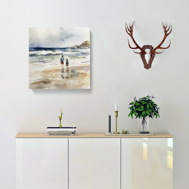 Beach Watercolour No.1 No Frame Art Prints, 35cm H x 35cm W x 3cm D