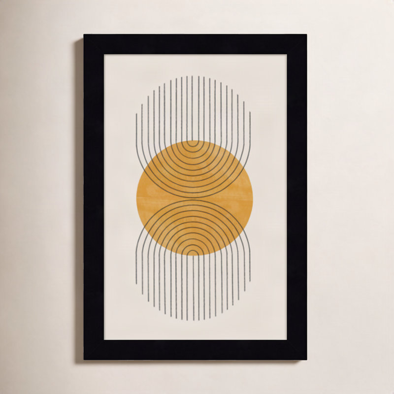 «Perfect Point Yellow» par le studio d'art mural MIUUS, H 13 po x l 9 po x P 1 po, Cadre noir