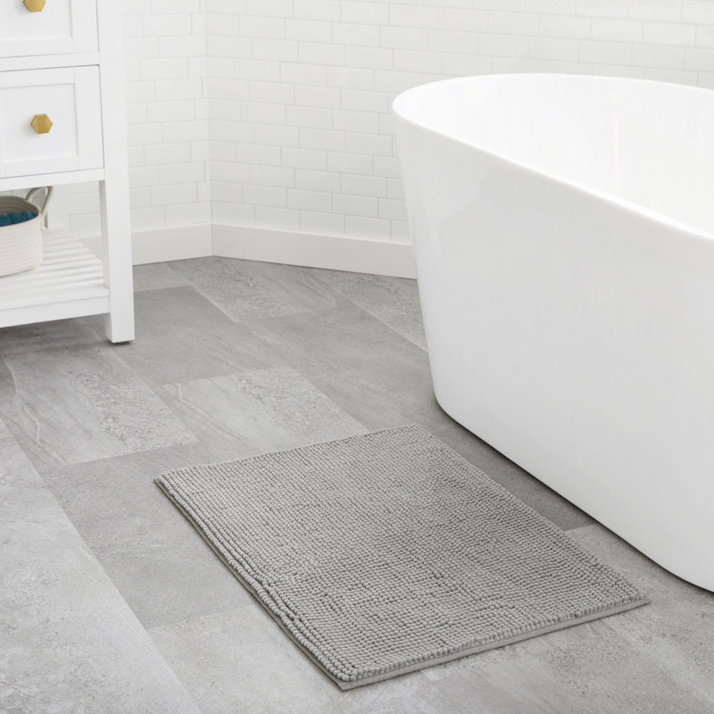 Linenspa Chenille Bath Mat, 20X30", Light Gray, Single - 30" L x 20" W