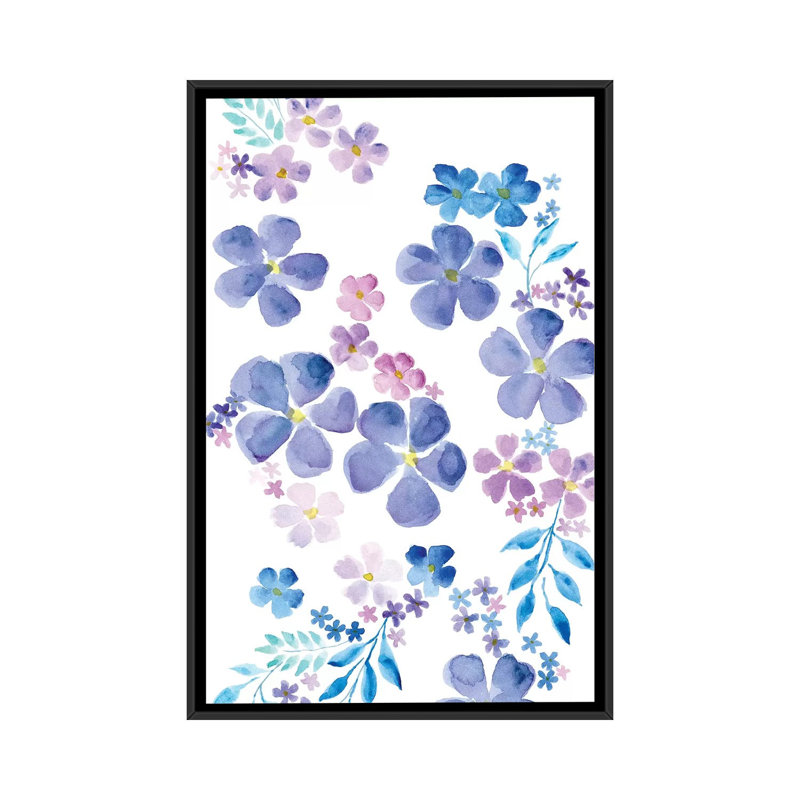 «Amethystine Blooms II», reproduction sur toile, H 60 po x l 40po x P 1,5 po, Toile avec cadre noir, Pas de tapis