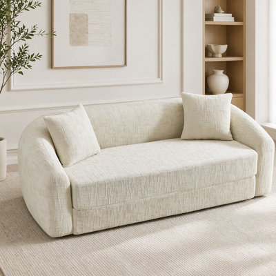 Canapé inclinable incurvé convertible, canapé-lit 2 en 1 escamotable, avec base escamotable et siège profond, comprend deux coussins, fauteuil inclinable en chenille deux places