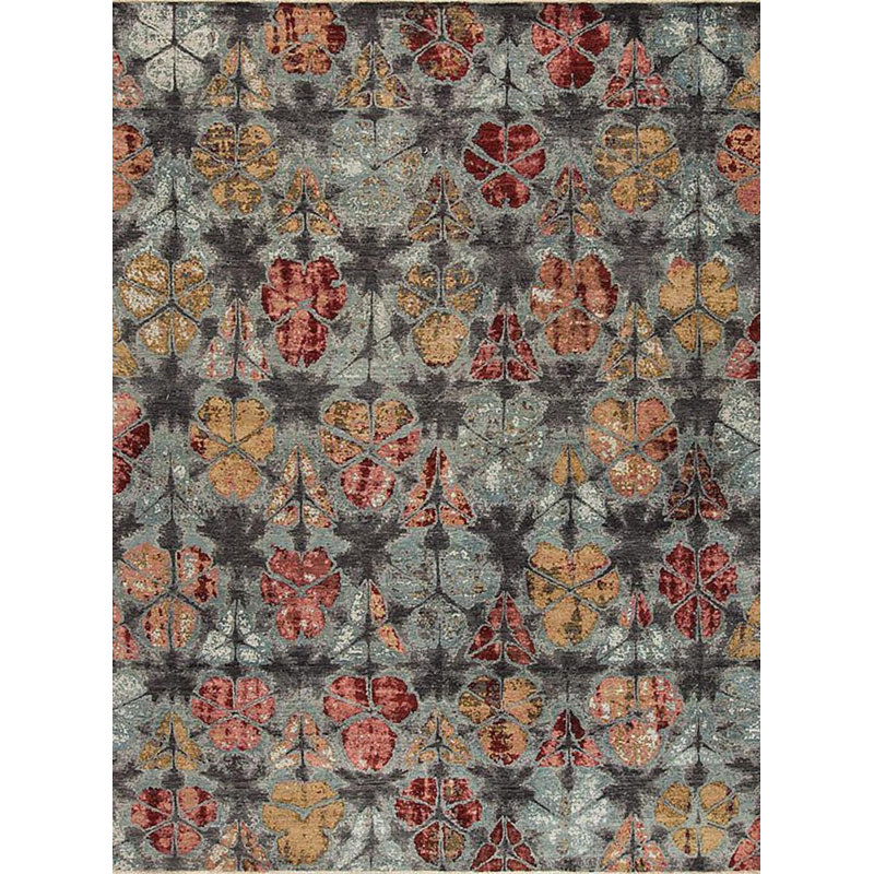 Tapis rectangulaire en laine Shibori, Échantillon 2 pi x 3 pi