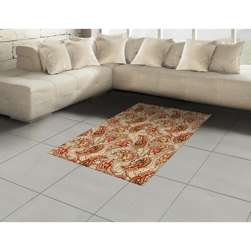 Paisley High Density Long Fiber Poly Threads Decorative Area Rug Carpet, Rectangle 4' x 5'8"