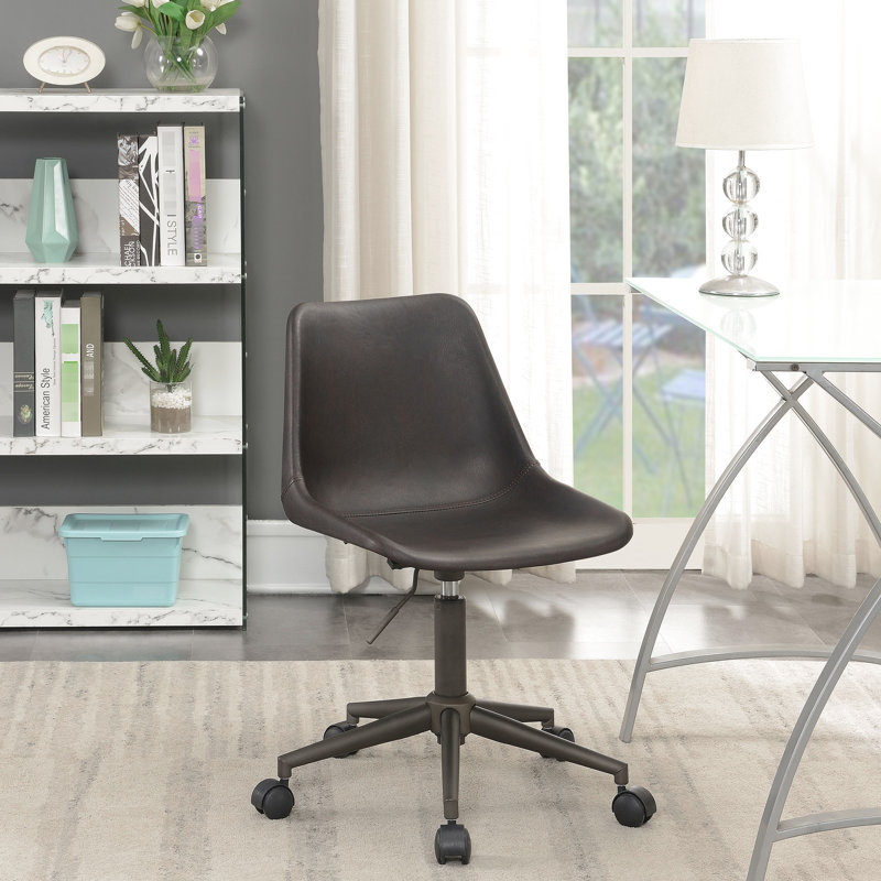 Chaise de bureau à domicile avec revêtement brun, fonction réglable, courbe ergonomique doucement rembourrée et roulement doux, rembourrage de 21,44 pouces de profondeur pour le bureau, conception du rembourrage doux du siège incurvé,