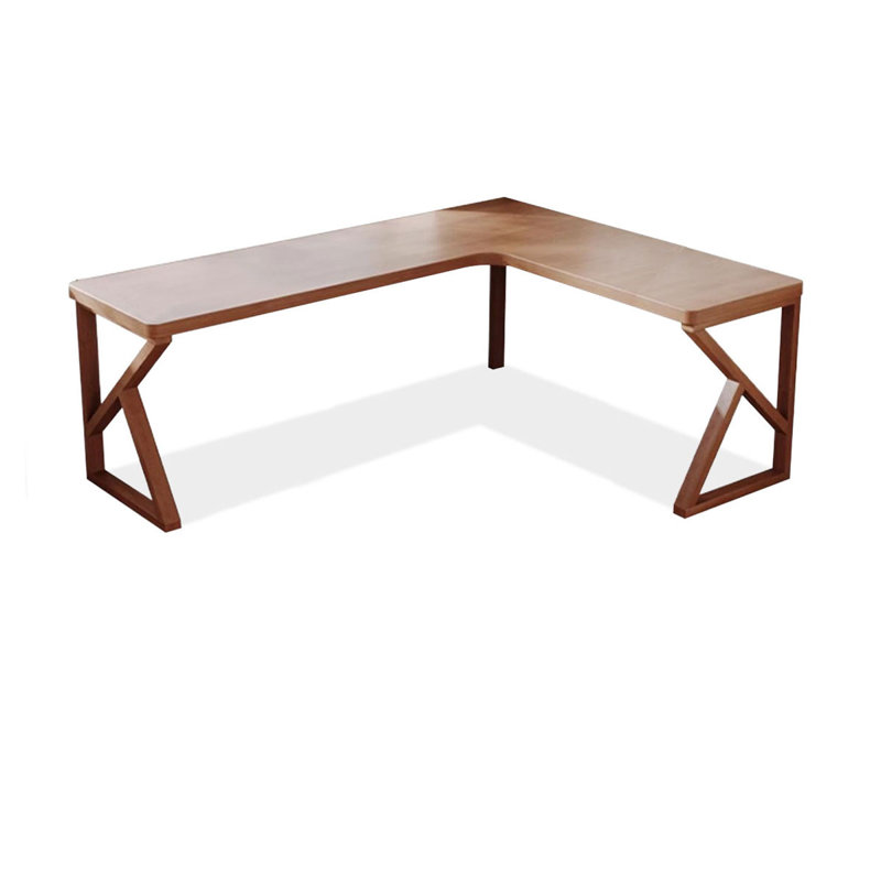  Walnut L-Shaped Solid Wood desks, Right Hand Return, 29.53" H x 70.87" W x 39.37" D
