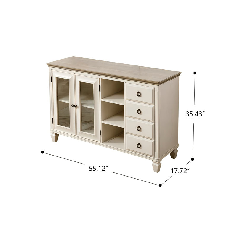 Solid Wood Red Oak gray and white Sideboard