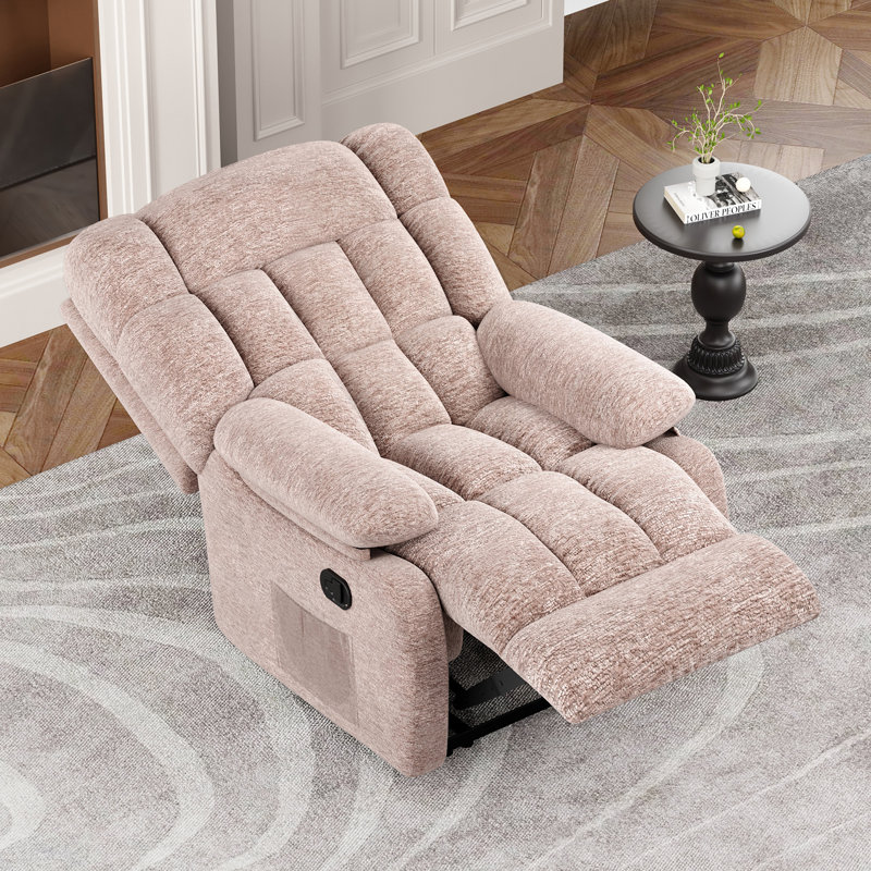 Fauteuil inclinable Darnasia, Chenille sophistiquée beige moka
