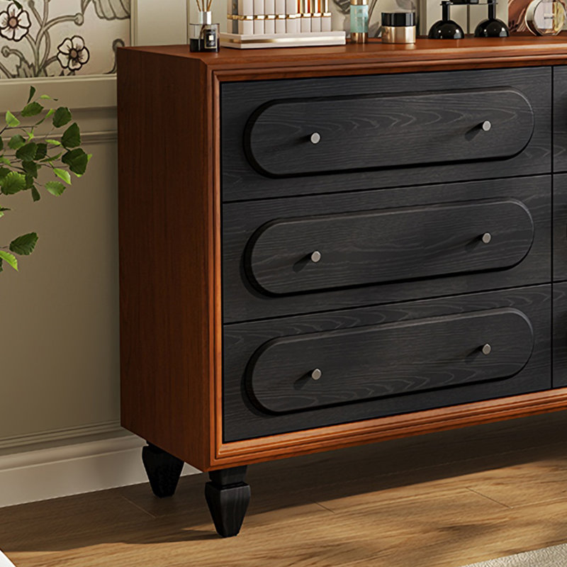 Coffre d'appoint en bois massif exquis simple., Noir / brun
