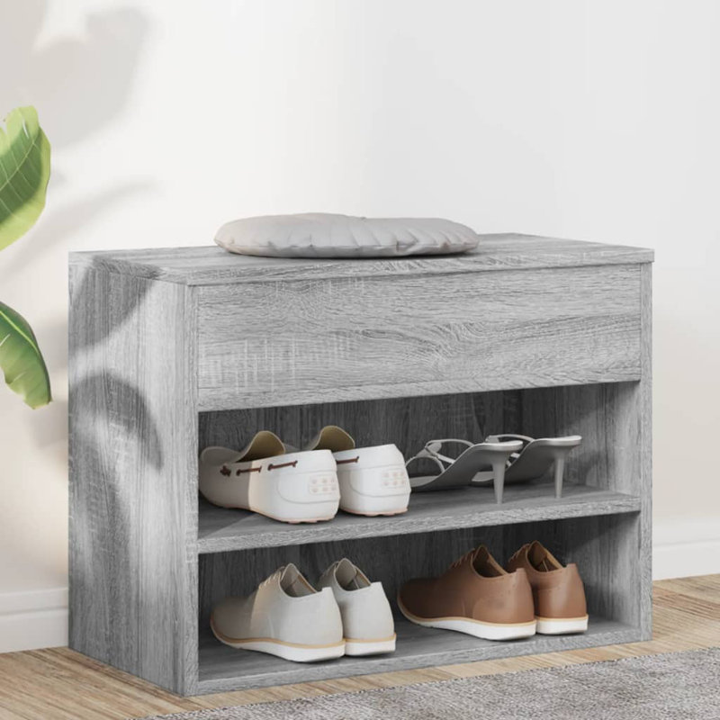 4 Pair Shoe Storage Bench, Grey Sonoma