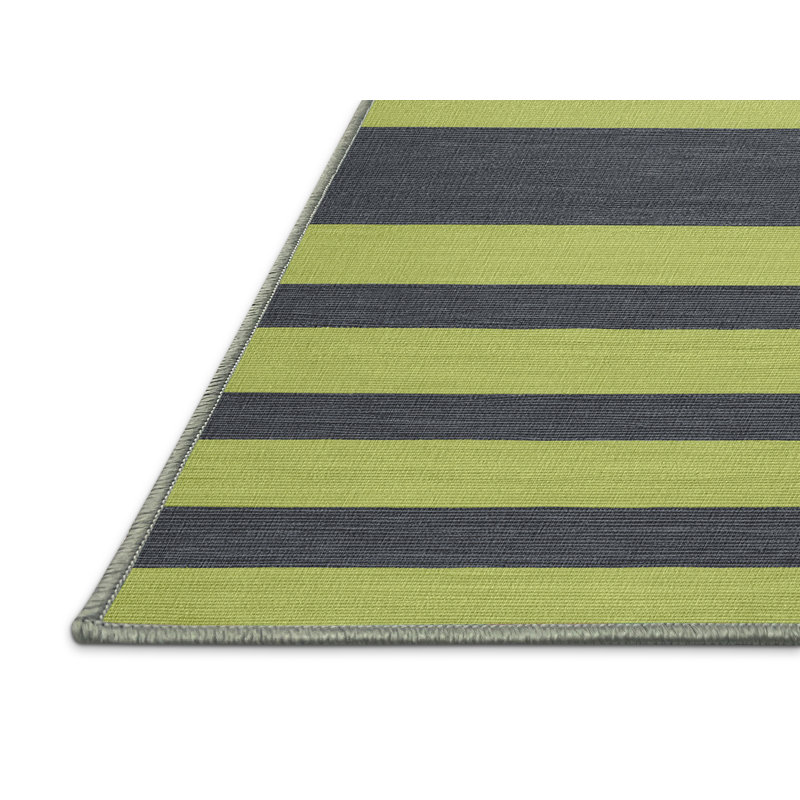Tapis vert à rayures horizontales lavable à la machine, Tapis de couloir 2 pi x 4 pi