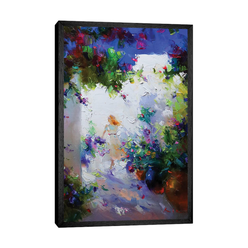 Girl In The Garden by Aziz Sulaimanov - Gallery-Wrapped Canvas Giclée on Canvas, Black Floater Framed