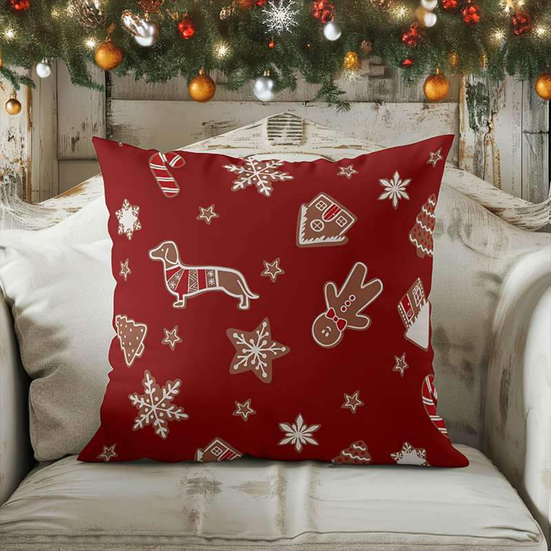 Coussin décoratif d'intérieur Ginger All The Way Seasonal, Rouge, Carré 20 po