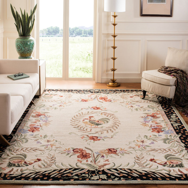 Tapis floral en laine crocheté à la main Kinchen, Rectangle 3 pi 9 po x 5 pi 9 po