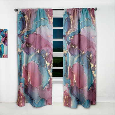 Blue Luxury Abstract Fluid Art IV - Modern Velvet Curtain - Room darkening - 1 panel