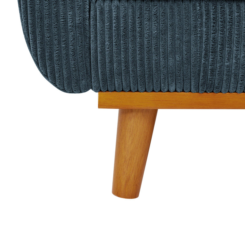 Narnclaedra 65'' Corduroy Square Arm Loveseat, Dark Blue