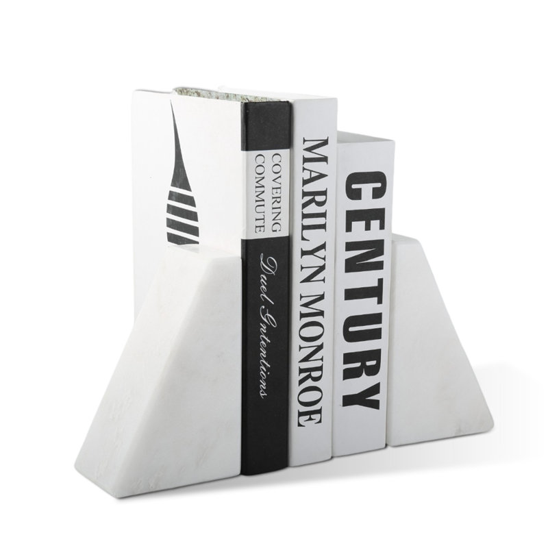 Serre-livres en marbre (ensemble de 2), Blanc pâle, H 2,54 po x l 5,93 po x P 3,98 po