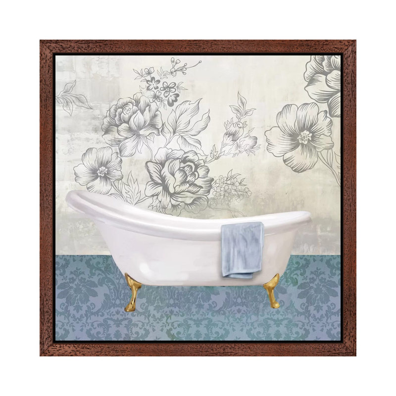 Garden Bath II 1 Piece Floater Frame Wall Art on Canvas, 45.72 cm H x 45.72 cm W, Brown Framed