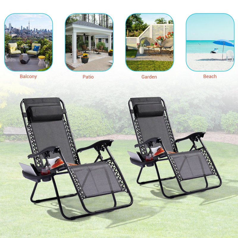 Zero Gravity Chairs, Waterproof Seat Patio Chair with Adjustable Side Tray for Patio Poolside and Backyard Lounge Reclining Chairs