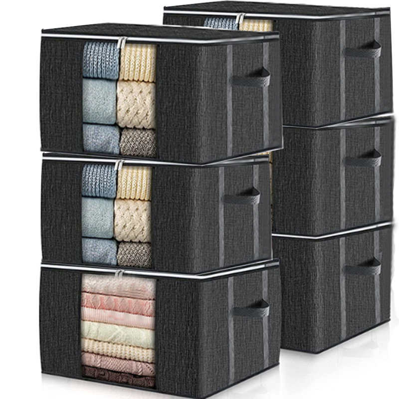 Clothes Storage, Foldable Blanket Storage Bag, Black