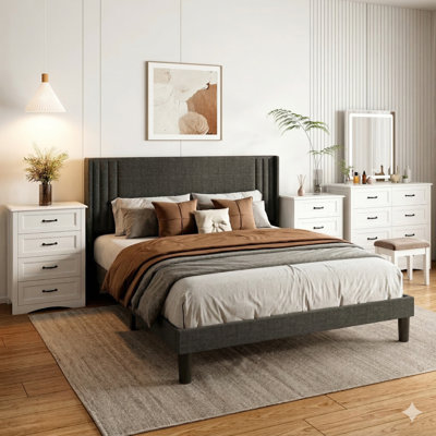 Ensemble de chambre à coucher 4 pièces Masad - Noir - Taille double