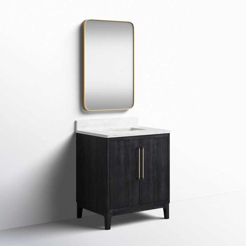 Meuble-lavabo sur pied simple 30 po Langosta, Bois de sapin / noir