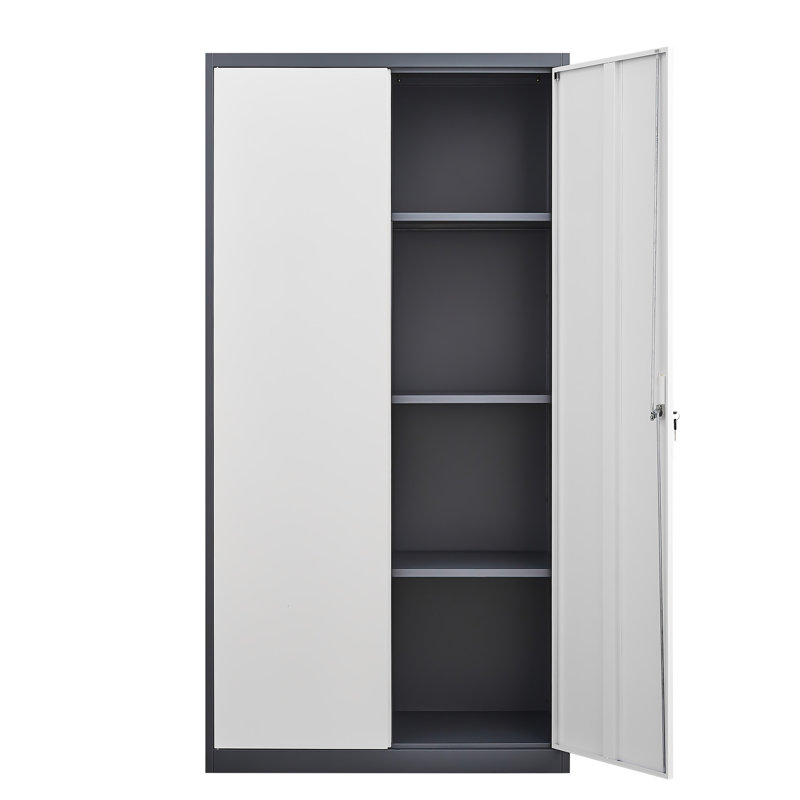 Garde-robe en métal gris avec serrure et ouverture magnétique - Convient à la salle de lavage d'une chambre à coucher